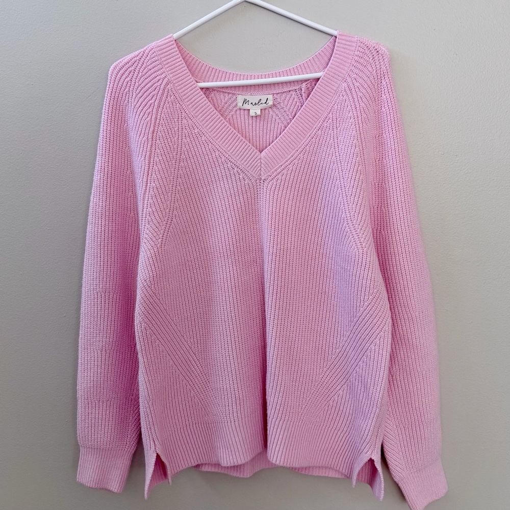 Pink V-Neck Sweater, Sz S